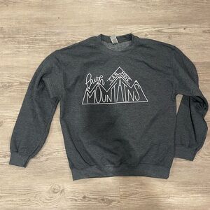 Gildan Dark Gray Sweater with White Mountain Design